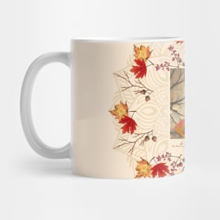 Dry Leaves of Autumn, Woman and TEACUP for Welcome Halloween! Mug